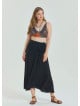 Black Plus Size Skirt with Waist Tie and Gipe Detail 4595